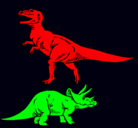 Dibujo Triceratops y tiranosaurios rex pintado por angeltrceratpo