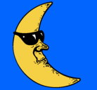 Dibujo Luna con gafas de sol pintado por joyce.
