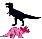Dibujo Triceratops y tiranosaurios rex pintado por njfkkckdgf