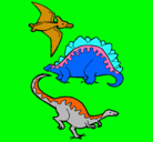 Dibujo Tres clases de dinosaurios pintado por rafael