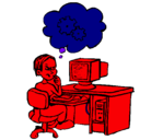 Dibujo Informático pensando pintado por HUGO