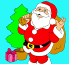 Dibujo Santa Claus y un árbol de navidad pintado por meriem