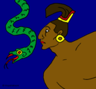 Dibujo Serpiente y guerrero pintado por juanca