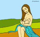Dibujo Madre con su bebe pintado por LESLIE