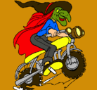 Dibujo Bruja en moto pintado por ale