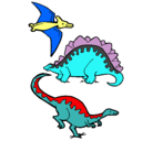 Dibujo Tres clases de dinosaurios pintado por antonio