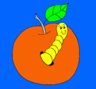 Dibujo Manzana con gusano pintado por dayris