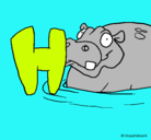 Dibujo Hipopótamo pintado por andrea