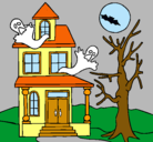 Dibujo Casa fantansma pintado por miedo