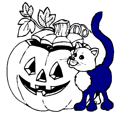 Calabaza y gato