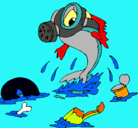 Dibujo Contaminación marina pintado por delfin