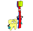 Dibujo Muela y cepillo de dientes pintado por nacho