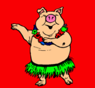 Dibujo Cerdo hawaiano pintado por isaac