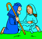 Dibujo Adoran al niño Jesús pintado por lupe