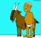 Dibujo Cabra y niño africano pintado por ghdfhdfhtgfjyghytikkfhyuh
