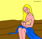 Dibujo Madre con su bebe pintado por mahira