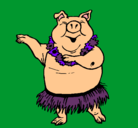 Dibujo Cerdo hawaiano pintado por cerdobailarin