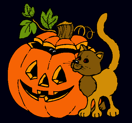 Calabaza y gato