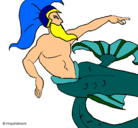 Dibujo Poseidón pintado por david