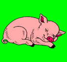 Dibujo Cerdo durmiendo pintado por emita