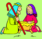 Dibujo Adoran al niño Jesús pintado por NATALIA
