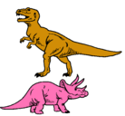 Dibujo Triceratops y tiranosaurios rex pintado por joaconavarrete