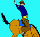 Dibujo Vaquero en caballo pintado por alejandra
