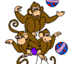 Dibujo Monos haciendo malabares pintado por camilasierra