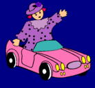 Dibujo Muñeca en coche descapotable pintado por valeri