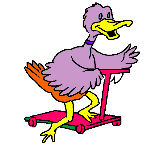 Pato en patinete