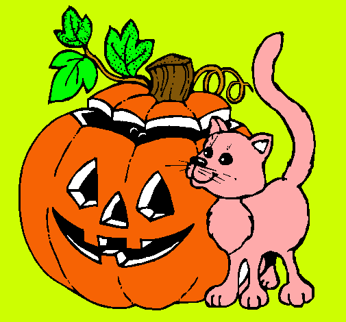 Calabaza y gato