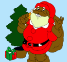 Dibujo Santa Claus y un árbol de navidad pintado por America