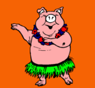 Dibujo Cerdo hawaiano pintado por raul