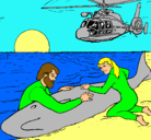 Dibujo Rescate ballena pintado por andrea