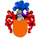 Dibujo Escudo de armas y casco pintado por caballeria