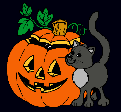 Calabaza y gato