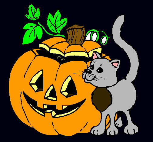 Calabaza y gato