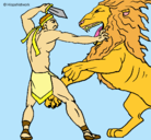 Dibujo Gladiador contra león pintado por Antia
