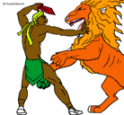 Dibujo Gladiador contra león pintado por zaira