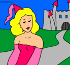 Dibujo Princesa y castillo pintado por laudy