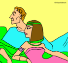 Dibujo César y Cleopatra pintado por andrea