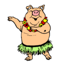 Dibujo Cerdo hawaiano pintado por ignacia
