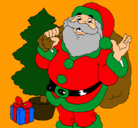 Dibujo Santa Claus y un árbol de navidad pintado por javierlys