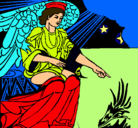 Dibujo Ángel del pesebre pintado por NATALIA