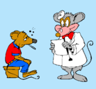 Dibujo Doctor y paciente ratón pintado por PATY