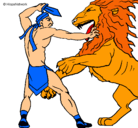 Dibujo Gladiador contra león pintado por angelparalloxsivel