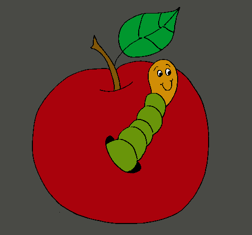 Manzana con gusano