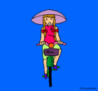 Dibujo China en bicicleta pintado por mariana