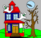 Dibujo Casa fantansma pintado por rebeca.