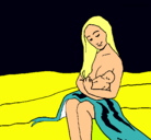 Dibujo Madre con su bebe pintado por martamanuelymigue